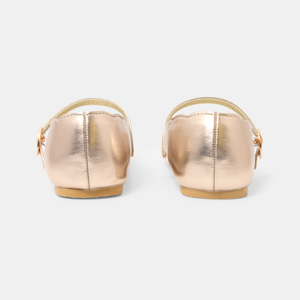 حذاء باليه ذهبي بحزام، للفتيات.